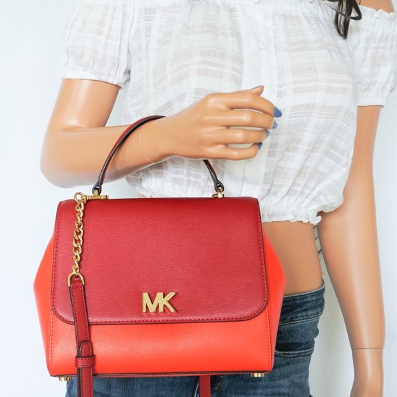 Michael Kors Mott TH Shoulder Bag Red Orange - Picture 1 of 11